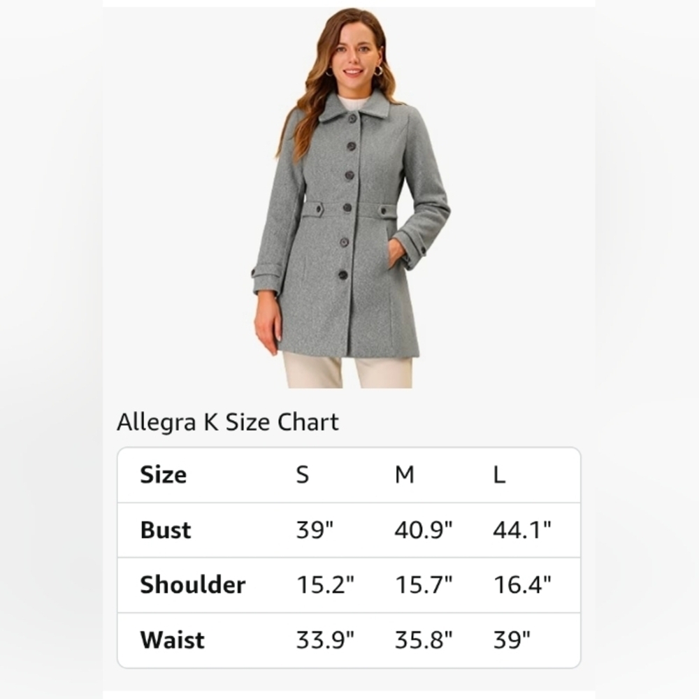 Allegra K Women's Winter Classic Outwear Overcoat with Pockets Single Breasted - Picture 6 of 8